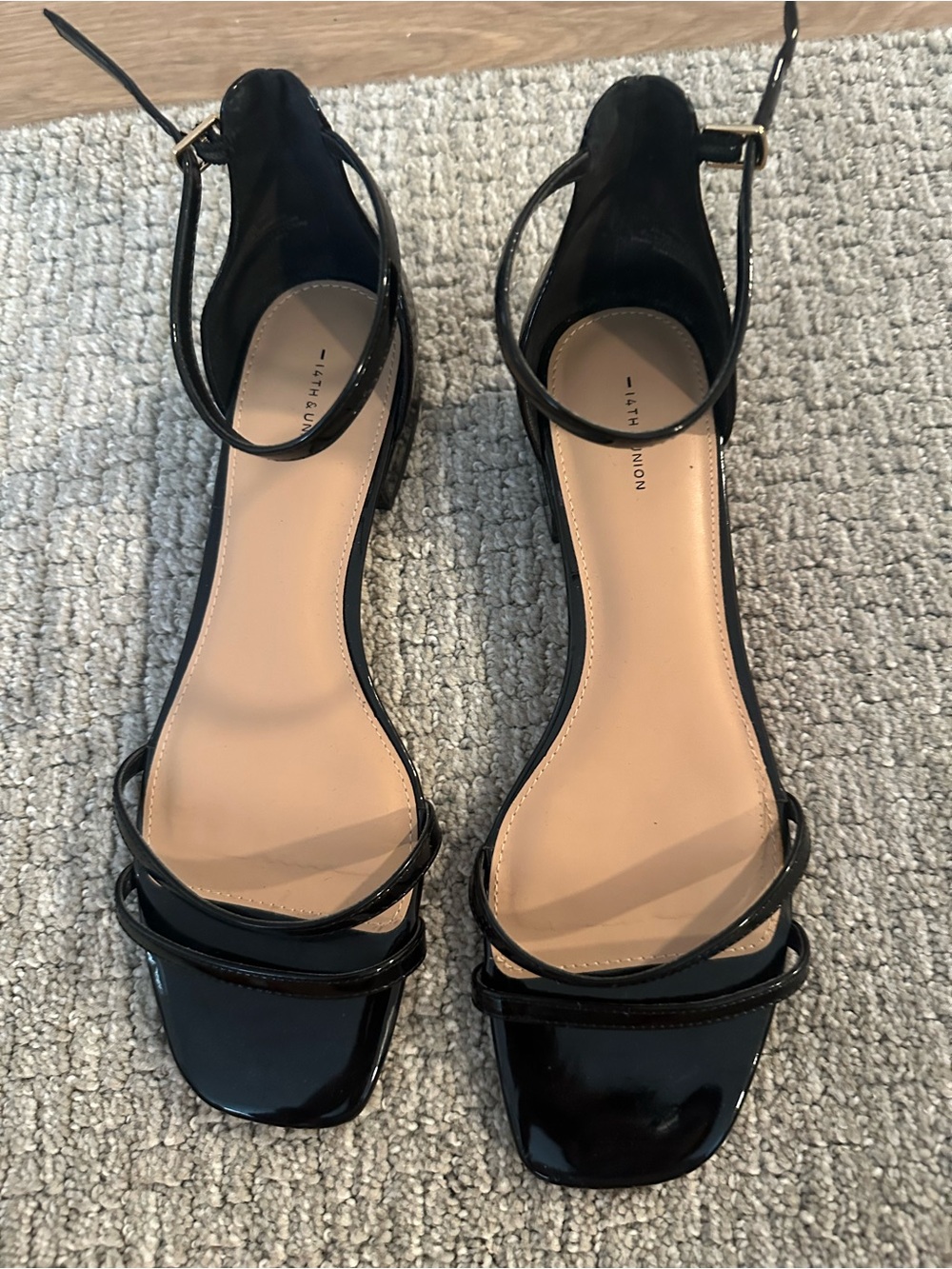 14th & Union Black Patent Ankle-Strap Heels